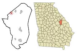 Location in Jefferson County and the state of Georgia