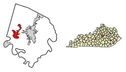 Location of Wilmore in Jessamine County, Kentucky.