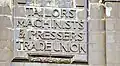 Sign at the Tailors' Machinists & Pressers' Trade Union building