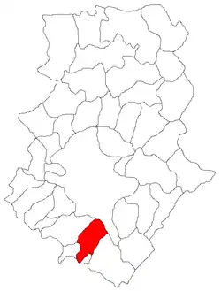 Map of Ilfov County with Jilava commune highlighted