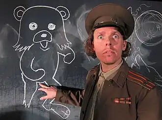 Artist and media researcher Johannes Grenzfurthner and Pedobear at ROFLCon II