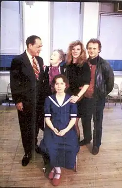 Photo of Eva LeGallienne, Sabra Jones, John Strasberg and Kate Burton, from the Broadway production of LeGallienne's "Alice in Wonderland."