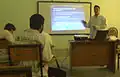 A first year medical student gives his lecture