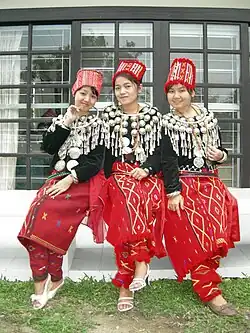 Jingpo women in traditional dress