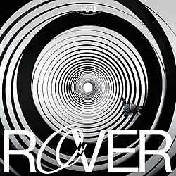 A spiral of concentric black and white circles with Kai walking on top of them, with the title superimposed