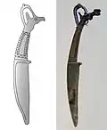 Karasuk vs Shang horned animal blades 13th-11th century BCE.[35][12]