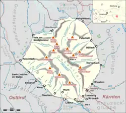 Map showing the location of the stream in the Schober Group