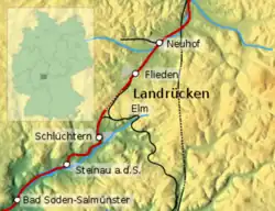 Railway tunnels in the German mountain range Landrücken