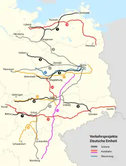 Karte Verkehrsprojekte Deutsche Einheit