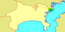 Location of Kawasaki in Kanagawa