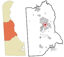 Location in Kent County and the state of Delaware.