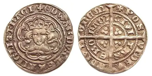 English half groat featuring Edward III on the pile