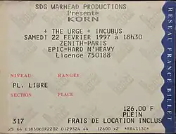 A concert ticket