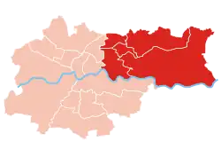 The former district of Nowa Huta (until 1990) and its division into small districts