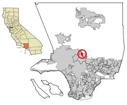 Location of La Crescenta-Montrose in Los Angeles County, California