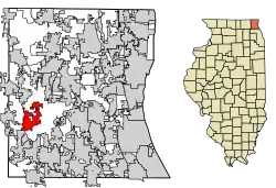 Location of Wauconda in Lake County, Illinois.