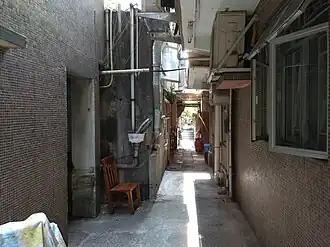 A narrow lane in Lam Tei Tsuen, typical of Hong Kong walled villages