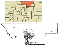 Location within Larimer and Weld counties of Colorado.