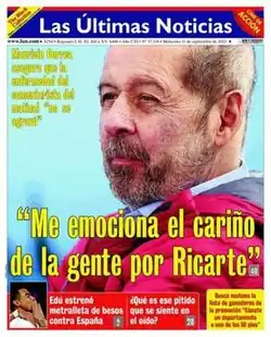 Front page of the 11 September 2013 edition of Las Últimas Noticias