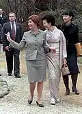 Kiyoko Fukuda and Laura Bush on 18 February 2002.