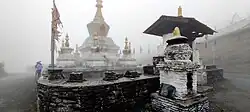 Left-side view of the Chorten at Lawa La Pass in Central Bhutan, c. March 2023