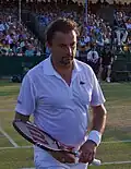 Tennis Player with wrist brace