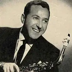 Hambro in 1957 with his Martin "Magna" alto sax and Brilhart "Tonalin" mouthpiece