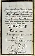Epitaph inscription Maria Magdalena Lippe née Bencard, from the Thesaurus Palatinus