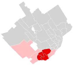 Quebec City map illustrating the location of Sainte Foy