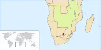 Location of Stellaland in Southern Africa (1882–1885)
