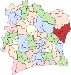 Location of Gontougo Region in Ivory Coast