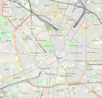 A map of Milan with a red dot in the northeast quadrant of the city centre
