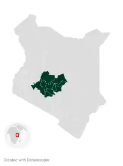 Location of Mt Kenya Region in Kenya