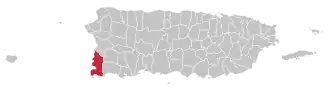 Map of Puerto Rico highlighting Cabo Rojo Municipality