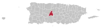 Map of Puerto Rico highlighting Jayuya Municipality