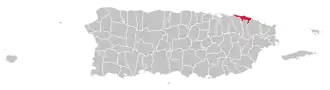 Map of Puerto Rico highlighting Loíza Municipality
