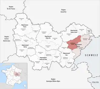 Location within the region Bourgogne-Franche-Comté