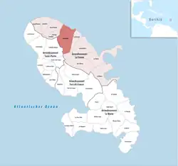 Location of the commune (in red) within Martinique
