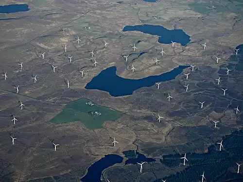 Image 45An aerial view of Whitelee Wind Farm, the largest onshore wind farm in the UK and second-largest in Europe (from Wind farm)
