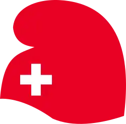 Logo of the Swiss Party of Labour, a Phrygian cap with a Swiss cross on it.