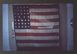 Flag made by Miss Lord Abbie and present to members of the regiment on January 14, 1863. It was later used for Captain Reed's funeral[4]