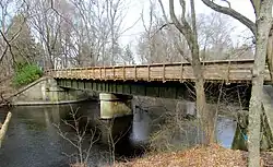 A two-span girder bridge over a river