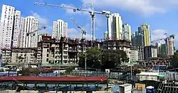 Reconstruction in progress in June 2010, as viewed from the flyover of Kwun Tong Road.