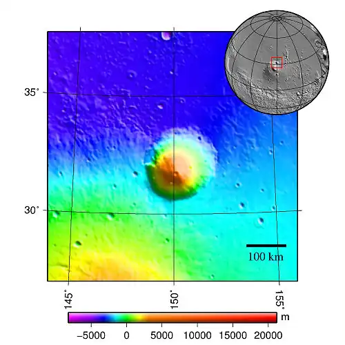 Hecates Tholus topography