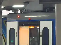 Exterior door lights were installed in some LRVs.