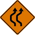 CW24-1a (I) Double reverse curve (left) (2 lanes)