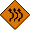 CW24-1b (D) Double reverse curve (right) (3 lanes)