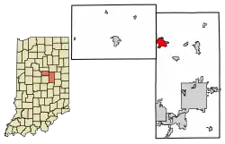 Location in Madison County and Tipton County, Indiana