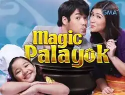 An image of Angeli Nicole Sanoy, Geoff Eigenmann and Carla Abellana over a blue background. The series title is displayed on the center of the image. The logo of GMA Network is displayed on the upper right side of the image.