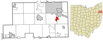 Location of Poland in Mahoning County, Ohio.